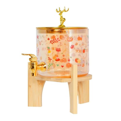 product_image_name-Generic-distributeur de pichet de jus en verre de 2,6L avec couvercle pour animaux, support en bois-1