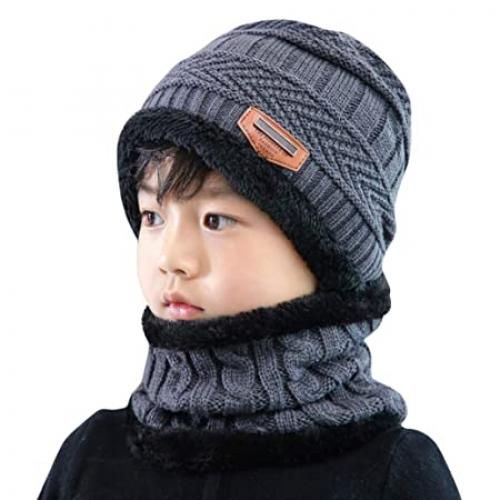 Generic Casquette, Bonnet tricoté en laine pour enfants, chaud, Gris à prix  pas cher