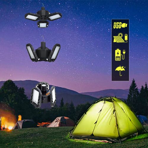 Lampe Solaire LED + Rechargeable Par USB de Camping 5 en 1