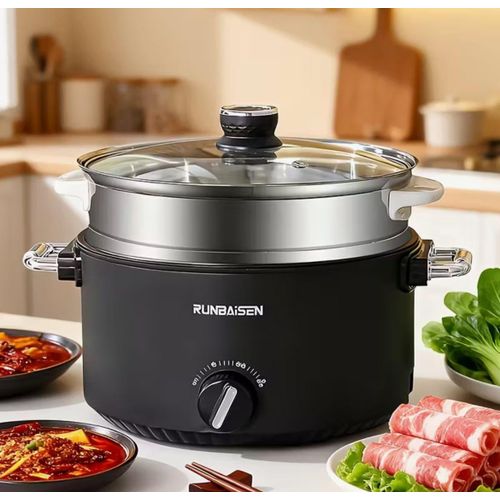 product_image_name-Generic-Marmite Électrique 2-en-1 avec Panier Vapeur – RUNBAISEN 24 cm-1