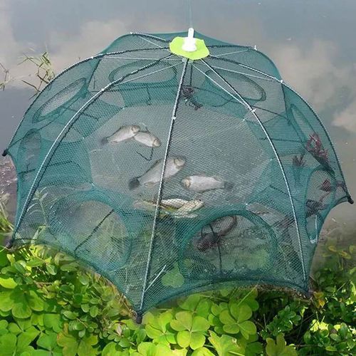 Generic Filet de pêche automatique pliable en Nylon, 10 trous, poissons,  crevettes, ménés, crabe, maille à prix pas cher