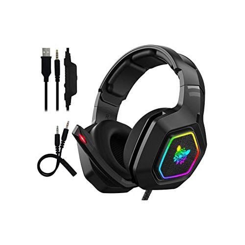 Onikuma K19 Casque gaming RGB Stéréo LED pour PC PS4 XBOX ONE Noir