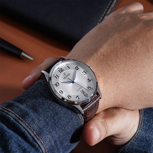 product_image_name-Festina-Classique au diametre 43.0 mm - Index chiffres avec dateur -Bracelet cuir marron-2