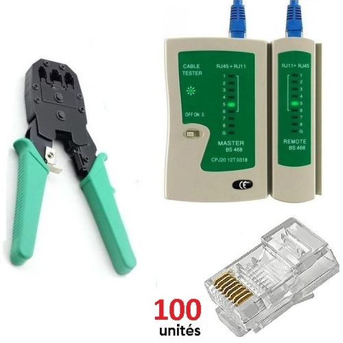 Testeur De Câble Ethernet Réseau Kit RJ45 Pince À Sertir Outils De