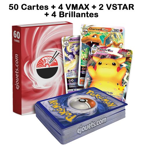 Lot de 60 Cartes Pokémon avec 5 cartes holographiques