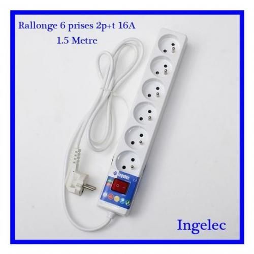 Rallonge électrique 230V 6A longueur 2 mètres noire - Mr.Bricolage