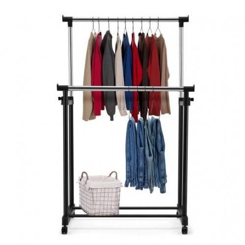 product_image_name-Generic-Penderie à Vêtements Mobile Télescopique a Double pôle,Longueur Réglable-3