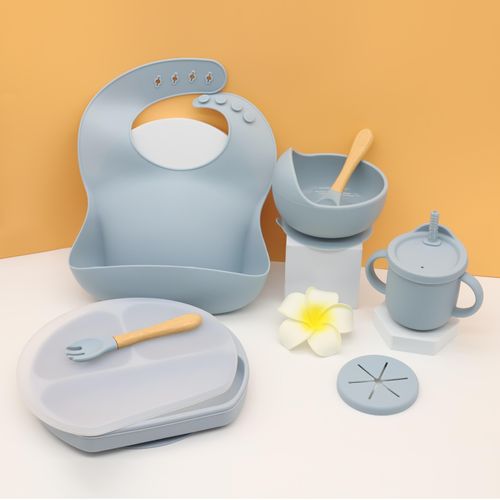 Assiette bébé avec ventouse, set de vaisselle en silicone