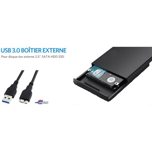 Boîtier externe USB 3.0 pour disque dur SATA - 2.5″