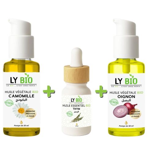 product_image_name-LY BIO-PACK HUILE CAMOMILLE 50ML - POMPE + HUILE ESSENTIEL THYM 10ML + HUILE OIGNON 50ML - POMPE-1