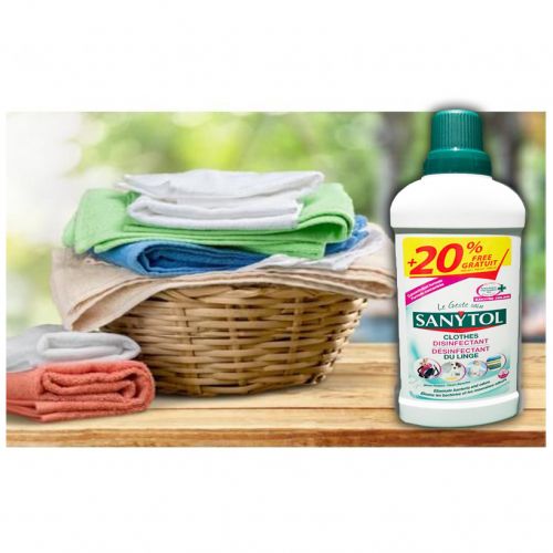 Sanytol DÉSINFECTANT DU LINGE Élimine les bactéries et les mauvaises odeurs 500 + 100 ml à prix