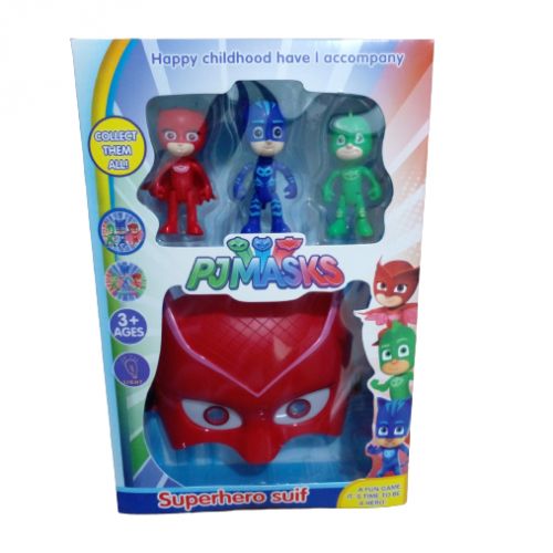 Generic Lot de 3 figurines PYJAMASK + Masque Rouge GLUGLU à prix pas cher