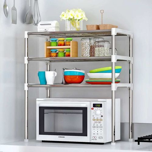 Etagère micro-onde en acier inoxydable 600 x 500 mm avec équerres renforcées