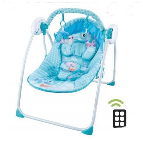 Berceau électrique pour bébé intelligent avec berceau télécommandé  Balançoire pliable pour bébé (bleu)