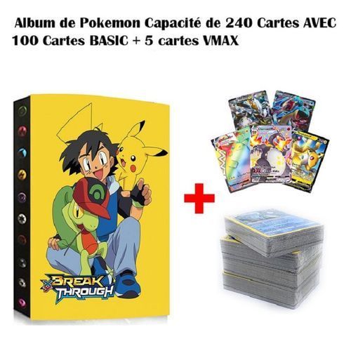 Generic Album de collection Pokemon de 240 Cartes +100 Cartes Pokemon + 5  VMAX Bonus à prix pas cher