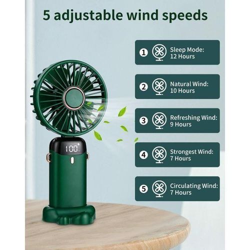 product_image_name-Generic-Ventilateur LED Compact USB – 3000 mAh Rechargeable, Pliable et Silencieux, 5 Vitesses Réglables – Idéal pour le Bureau, la Maison et les Voyages-3