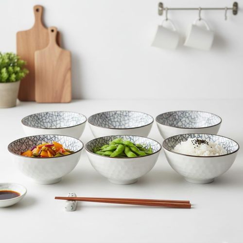 product_image_name-Generic-6 Bols détail bleu -Bol en Porcelaine - AYA HOME - 11cm - Détails couleur - Compatible lave-vaisselle-2