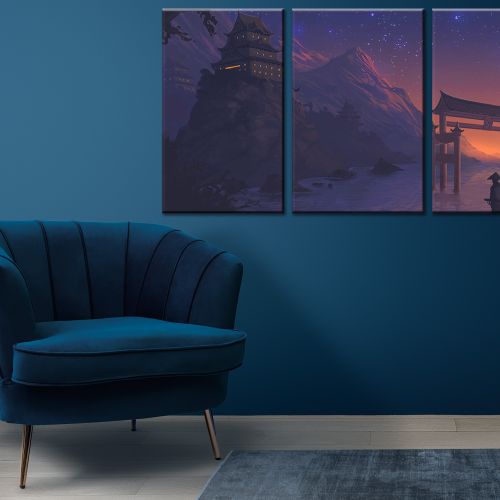 product_image_name-Generic-Tableau Decoratif samurai temple Japan minimalist  - Mural - 90 cm x 50 cm-2