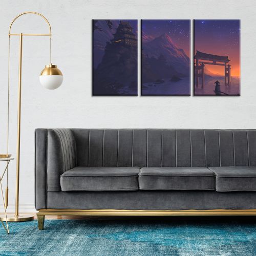 product_image_name-Generic-Tableau Decoratif samurai temple Japan minimalist  - Mural - 90 cm x 50 cm-3