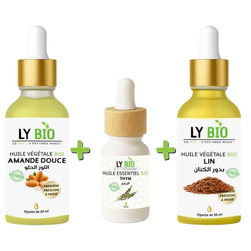 product_image_name-LY BIO-PACK HUILE AMANDE DOUCE 50ML - PIPETTE + HUILE ESSENTIEL THYM 10ML + HUILE LIN 50ML - PIPETTE-1