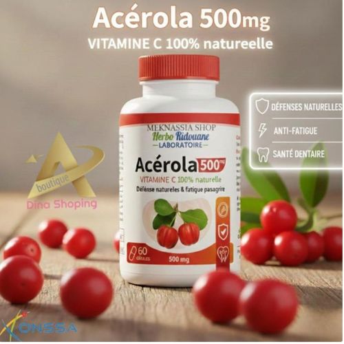 product_image_name-Herbo Ridouane-Acérola 500 mg ~ 60 capsules ~ Compléments alimentaires Naturetition Extrait de cerise d'acérola biologique Capsules d'extrait de fruit Vitamine C, Capsules d'extrait de cerise d'acérola séchée.-4