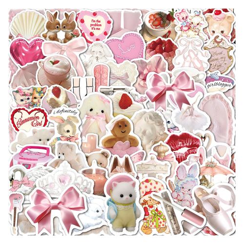 product_image_name-Generic-ملصقات 50 ملصق Kawaii كارتونية وردية اللون، شارات تزيين لطيفة، نمط جمالي إضافي، الكمبيوتر المحمول، الهاتف-1
