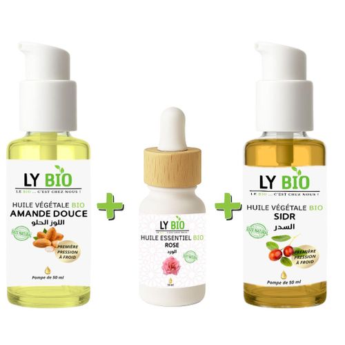 product_image_name-LY BIO-PACK HUILE AMANDE DOUCE 50ml - POMPE + HUILE ESSENTIEL ROSE 10ML + HUILE SIDR 50ML - POMPE-1