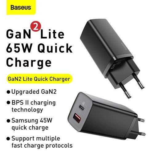 BASEUS - Chargeur USB C Rapide 65W GaN III Prise Multipl