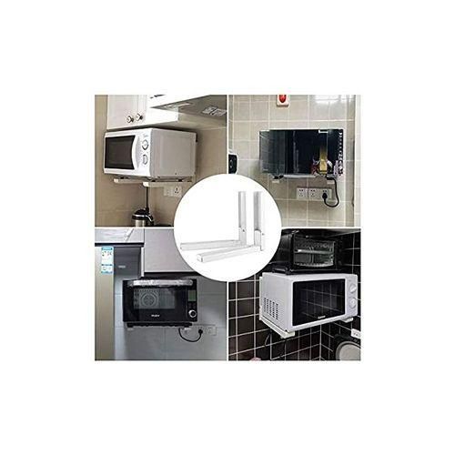 product_image_name-Generic-Support Murale pour Micro-Ondes – Étagère Cuisine Réglable en Acier Inox Blanc-4