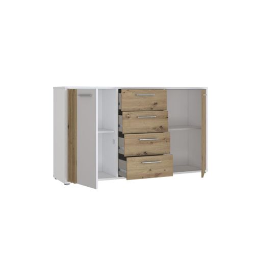 product_image_name-Kitea-COMMODE CARDIGAN 2 Portes et 4 Tiroirs - Blanc / Chêne-4