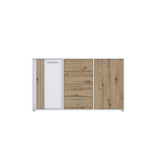 product_image_name-Kitea-COMMODE CARDIGAN 2 Portes et 4 Tiroirs - Blanc / Chêne-5