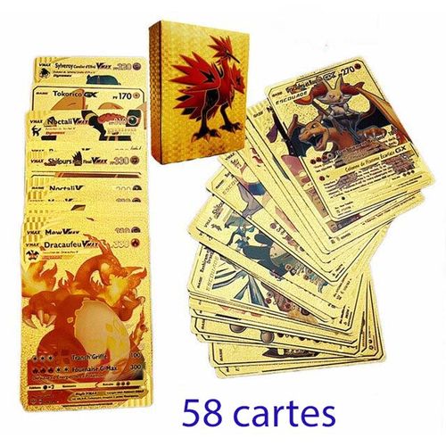 Pokemon Pack; lot de 55 Cartes Pokémon en feuilles dorées; type