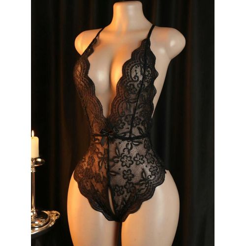 product_image_name-Generic-قميص نوم نسائي أحمر مثير مقصوص بفتحة على شكل v عميقة ومنطقة الفخذ-2