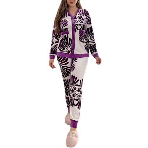 product_image_name-Generic-بيجاما شتوية فاخرة من المخمل بطبعة زهرية وقصة مريحة-1