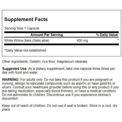 product_image_name-Swanson-Swanson, Full Spectrum White Willow Bark, 400 mg, 90 Capsules Écorce de saule blanc à spectre complet-2