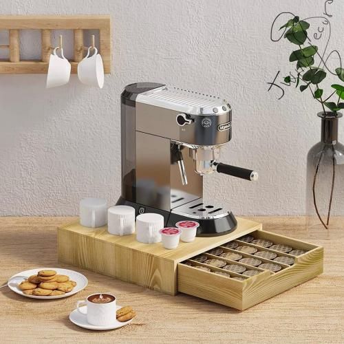 Generic Support pour machine à café. avec organisateur de capsules, bois  naturelle à prix pas cher