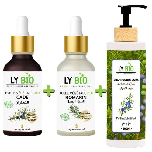 product_image_name-LY BIO-PACK HUILE CADE 50ML - PIPETTE + HUILE ROMARIN 50ml - PIPETTE + SHAMPOOING A L'HUILE DE CADE 200ML-1