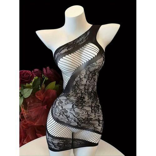 product_image_name-Generic-Robe sexy et transparente en résille, avec bretelles croisées, chemise de nuit sans manches-1