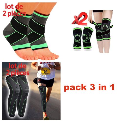 product_image_name-Generic-Pack Sport 3-en-1 Économique – 6 Pièces (3 Paires)– 2 Genouillères Compressives Pro + 2 Genouillères Élastiques Pressurisées + 2 Attelles de Cheville Ajustables – Soutien Articulaire Complet Fitness Running Gym-4