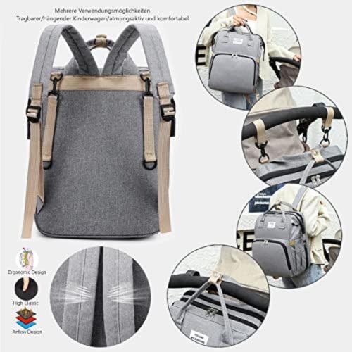 product_image_name-Generic-حقيبة ظهر متعددة الوظائف لتغيير الحفاضات للرضع بسعة كبيرة مع جيوب عازلة حقيبة حفاضات مريحة ومقاومة للماء - رمادي أنيق.-7