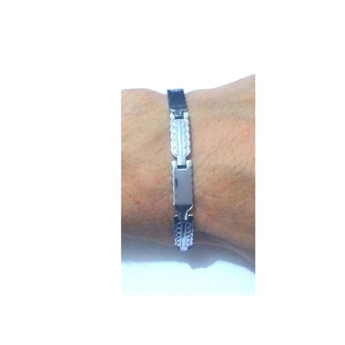 product_image_name-Generic-Bracelet En Acier Inoxydable Argenté Unisex Reglable-4