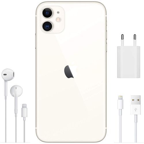 Apple iPhone 11, 6.1&quot;, 4Go, 64Go - Blanc - Garantie 1 an