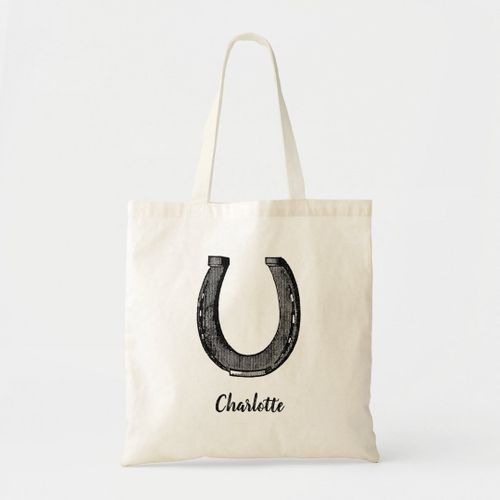 product_image_name-Generic-Tote bag Equestrian Horse Vintage Horseshoe Custom Name Unique, haute qualité-1