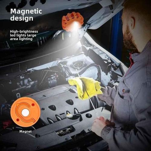 product_image_name-Generic-USB Rechargeable LED Emergency Light Set, Car Side Warning Beacon, Flashing Disc Kit with Magnetic Base and Hook for Vehicles and Boats (2 Pieces - Orange Light)-1