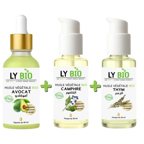 product_image_name-LY BIO-PACK HUILE AVOCAT 50ml - PIPETTE + HUILE CAMPHREE 50ML - POMPE + HUILE THYM 50ML - POMPE-1