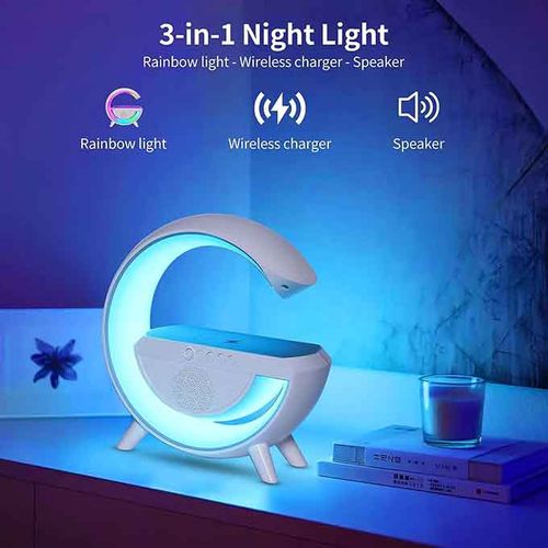 2IN1 ENCEINTE haut-parleur Bluetooth musique et chargeur sans fil lampe  pour téléphone intelligente RGB LED