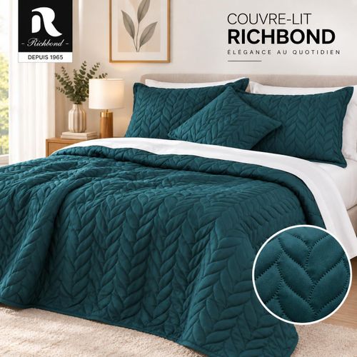 RICHBOND Couvre-Lit (180x220)+ 1 Taie d'Oreiller En Cotonelle - Pour Lit 1 Place - Tissu Doux, Respirant et F