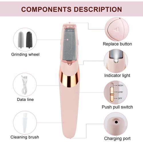 product_image_name-Generic-مبرد كهربائي للعناية بالقدمين قابل لإعادة الشحن مع رأس قابل للتبديل وإضاءة ليد وتصميم مريح لإزالة الجلد الميت والعناية بالأقدام بلون وردي-2