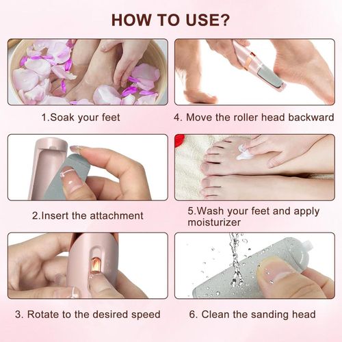 product_image_name-Generic-مبرد كهربائي للعناية بالقدمين قابل لإعادة الشحن مع رأس قابل للتبديل وإضاءة ليد وتصميم مريح لإزالة الجلد الميت والعناية بالأقدام بلون وردي-6