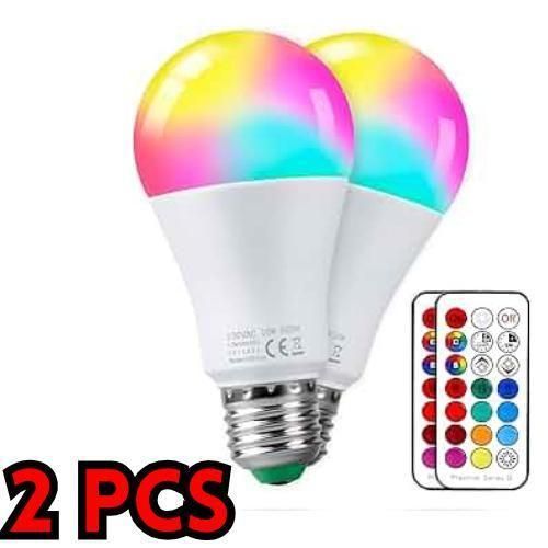 Generic 2 Ampoule LED RGB E27 avec télécommande – Éclairage multicolore